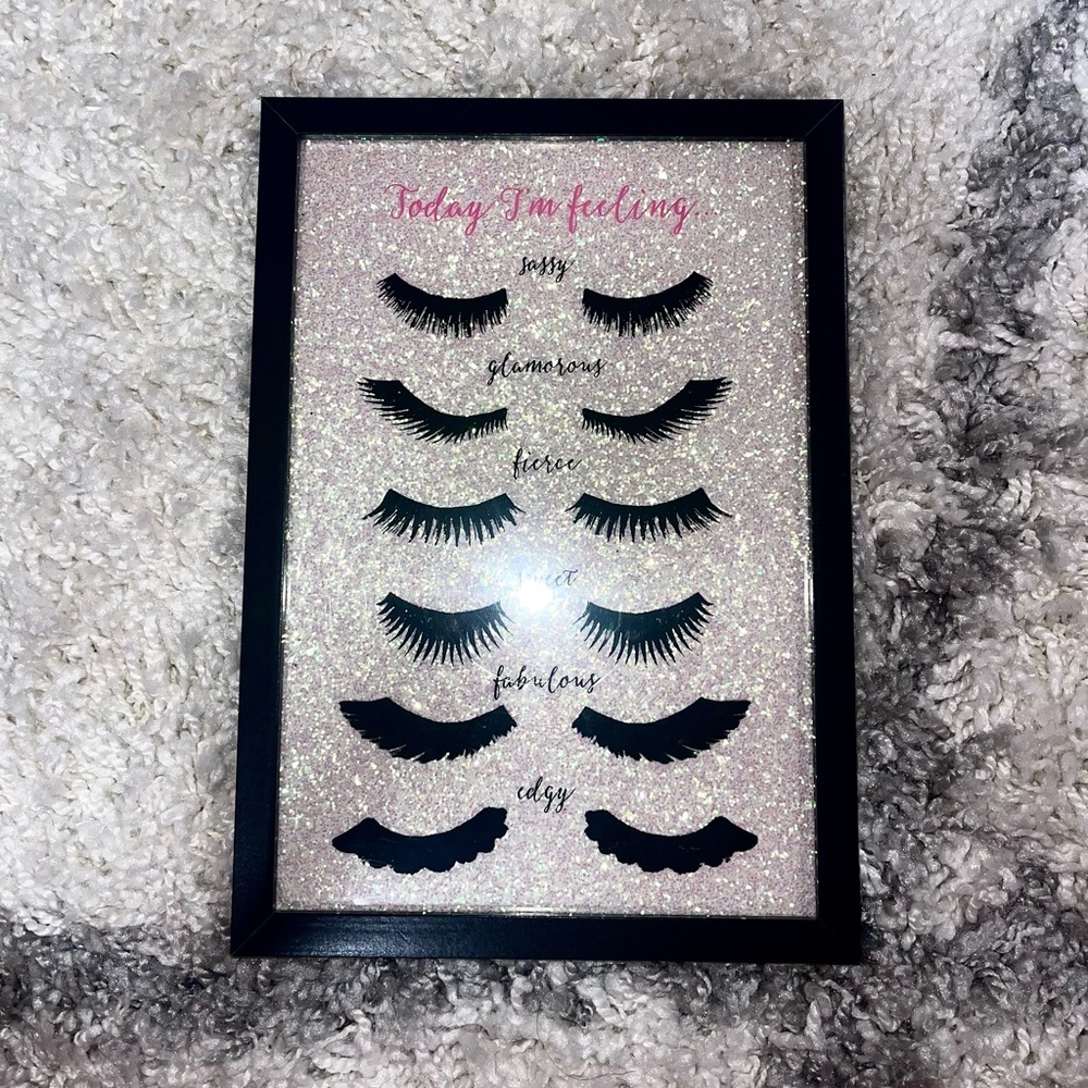 Icing glitter eyelash hanging black frame picture